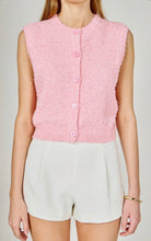 Load image into Gallery viewer, Pink Textured Button Vest Top