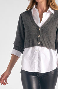 Sweater Button Down Combo Top