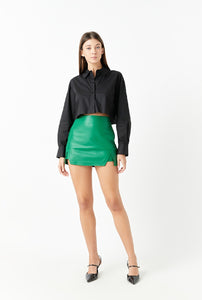 Leather Front Slit Skorts