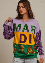Load image into Gallery viewer, Mardi Gras Sequin Lettering Top