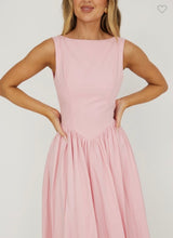 Load image into Gallery viewer, Pink Boat Neckline Maxi Dress