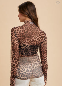 Leopard Mesh Top