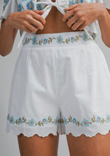 Load image into Gallery viewer, Blue Floral Embroidery Short Set