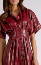 Load image into Gallery viewer, Cherry District Faux Leather Mini Dress