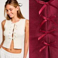 Load image into Gallery viewer, Satin Bow Sweater Top