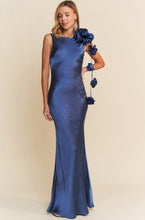 Load image into Gallery viewer, Flower Trim Cowl Back Maxi Dress