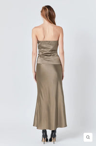 Espresso Satin Maxi Skirt