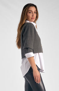 Sweater Button Down Combo Top