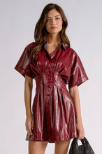 Load image into Gallery viewer, Cherry District Faux Leather Mini Dress