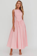 Load image into Gallery viewer, Pink Boat Neckline Maxi Dress