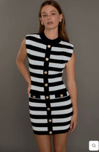 Load image into Gallery viewer, Mock Neck Striped Mini Dress