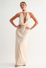 Load image into Gallery viewer, Shimmered Muse Halter Maxi Dress