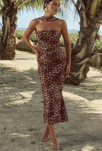 Antonie Midi Dress- Leopard Print