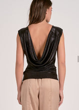Load image into Gallery viewer, Katie Scoop Back Black Metallic Top