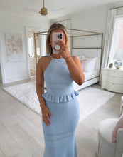 Load image into Gallery viewer, Powder Blue Knit Halter Tie Top