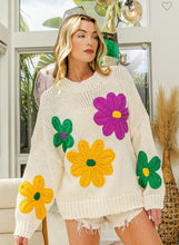 Load image into Gallery viewer, Chunky Mardi Gras Flower Sweater