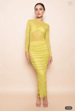 Load image into Gallery viewer, Chartreuse Mesh Maxi Dress