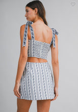 Load image into Gallery viewer, Navy Jacquard Skirt Set