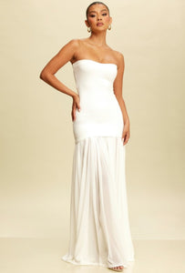 Elegant Shirred Chiffon Maxi Dress