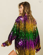 Load image into Gallery viewer, Mardi Gras Sequin Color Block Shirt