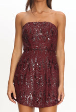 Load image into Gallery viewer, The Merlot Nights Sequin Mini Dress