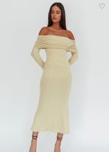 Load image into Gallery viewer, Sage Off Shoulder Midi Dress