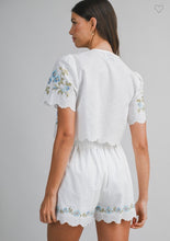 Load image into Gallery viewer, Blue Floral Embroidery Short Set