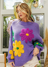 Load image into Gallery viewer, Violet Flowers Embroidery Sweater