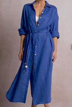 Load image into Gallery viewer, Sapphire Blue Linen Midi Dress