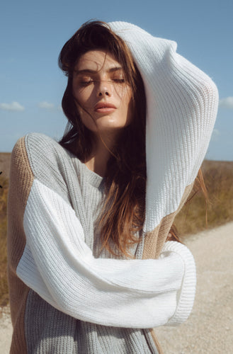 Grey & Taupe ColorBlock Sweater