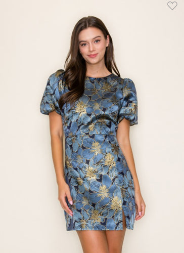 Boat Neck Jacquard Mini Dress