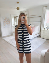 Load image into Gallery viewer, Mock Neck Striped Mini Dress