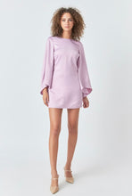 Load image into Gallery viewer, Lilac Flare Satin Dress