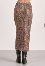 Load image into Gallery viewer, Leopard Sequin Midi Skirt
