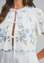 Load image into Gallery viewer, Blue Floral Embroidery Short Set