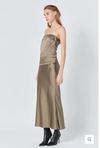 Espresso Satin Maxi Skirt