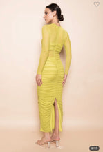 Load image into Gallery viewer, Chartreuse Mesh Maxi Dress