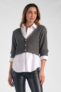 Sweater Button Down Combo Top