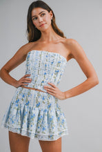 Load image into Gallery viewer, Blue Corset Skort Set