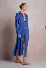 Load image into Gallery viewer, Sapphire Blue Linen Midi Dress