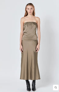 Espresso Satin Maxi Skirt