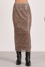 Load image into Gallery viewer, Leopard Sequin Midi Skirt