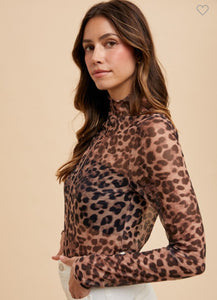 Leopard Mesh Top