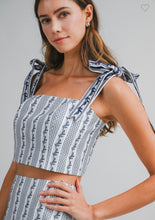 Load image into Gallery viewer, Navy Jacquard Skirt Set