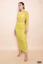 Load image into Gallery viewer, Chartreuse Mesh Maxi Dress