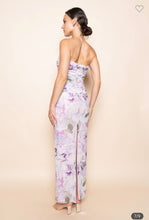Load image into Gallery viewer, Lavender Floral Ruched Maxi Dress