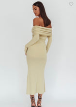 Load image into Gallery viewer, Sage Off Shoulder Midi Dress