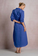 Load image into Gallery viewer, Sapphire Blue Linen Midi Dress