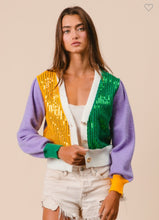 Load image into Gallery viewer, Mardi Gras Sequin Cardigan