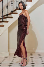 Load image into Gallery viewer, Maroon Sequin Slip Skirt